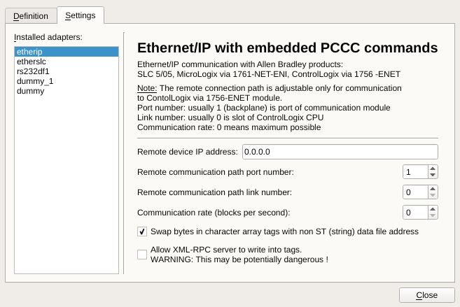 Ethernet/IP PCCC